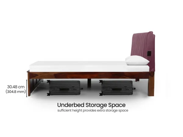 Regal Queen Bed with Burgundy Leatherite
